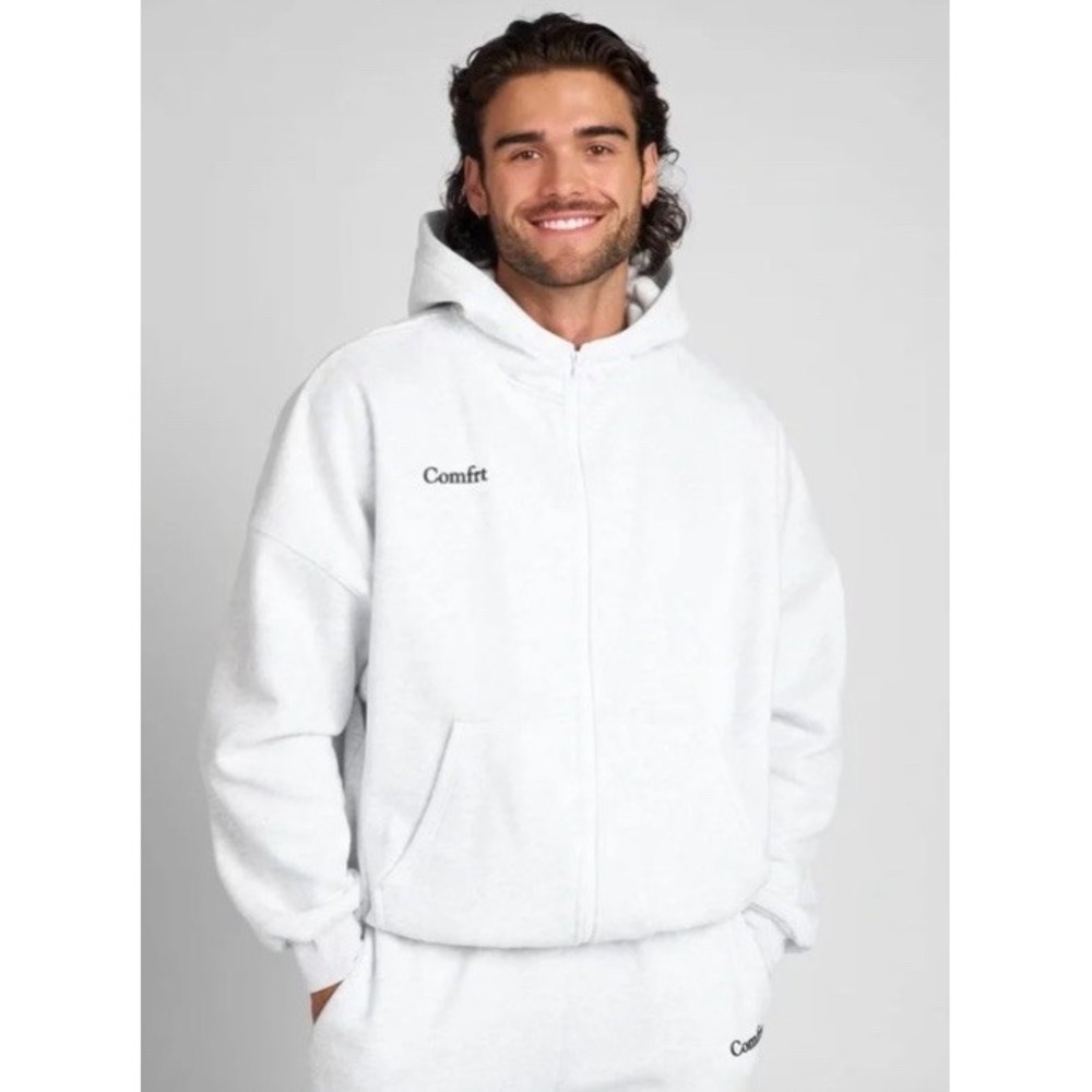Comfrt Cloud Zip Hoodie Unisex Oversized Large Snow White Sweatshirt(10-b50)